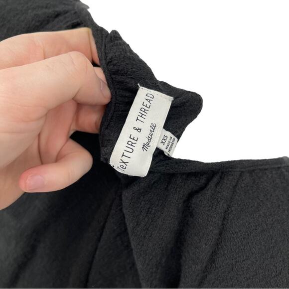 MADEWELL Texture & Thread Women Size XXS Blouse Tiered Sleeve Cowl Neck Black - Picture 3 of 5